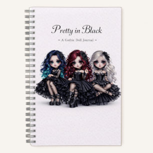 Pretty in Black Gothic Doll Journal Dark Aesthetic Notizbuch