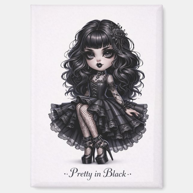 Pretty in Black Gothic Girl Magnet Dark Aesthetic (Vorderseite)