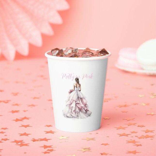 Pretty in Pink Bridal Shower Paper Cups Pappbecher (Insitu)