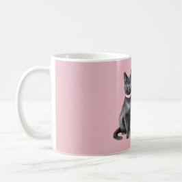 Pretty in Pink Grey Cat Kaffeetasse