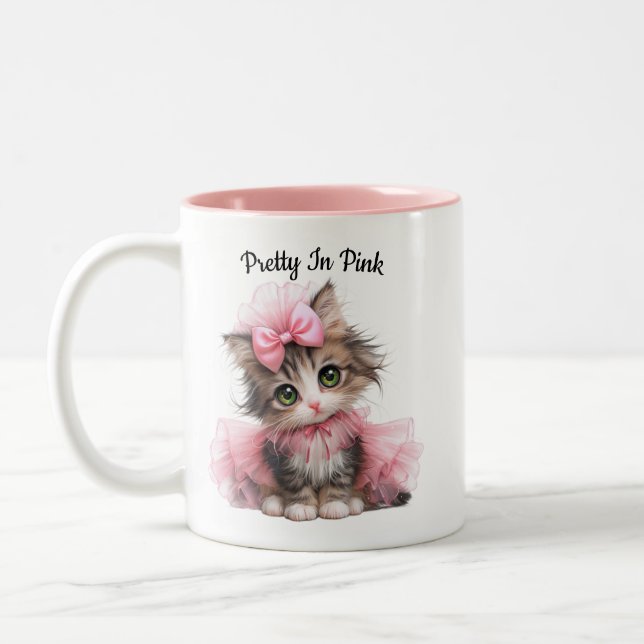 Pretty in Pink – Kitten Mug Zweifarbige Tasse (Links)