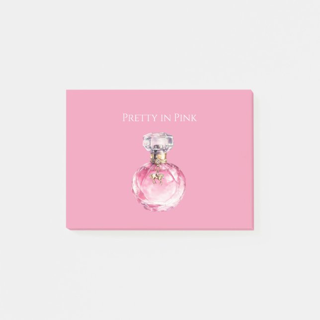 Pretty in Pink Perfume Bottle Gold Horse Charm Post-it Klebezettel (Vorderseite)