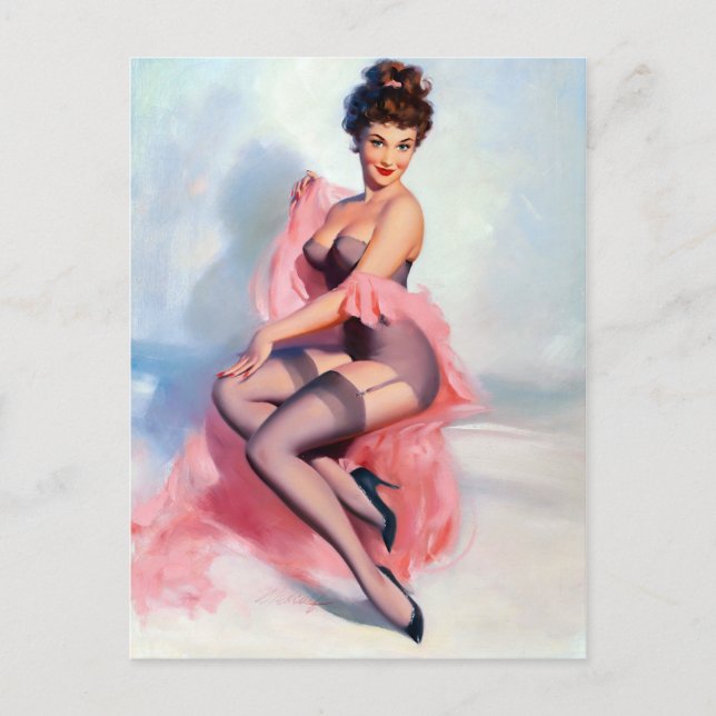 Pretty in Pink Pin Up Postkarte (Vorderseite)