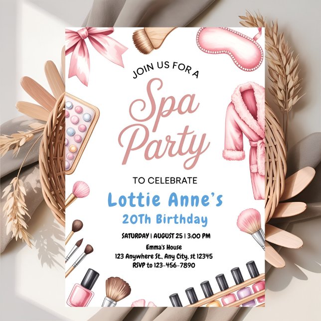 Pretty In Pink Spa Party Einladung (Von Creator hochgeladen)