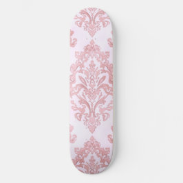 Pretty in Pink Victorian Damask Watercolor Pattern Skateboard