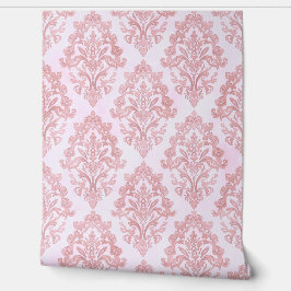 Pretty in Pink Victorian Damask Watercolor Pattern Tapete