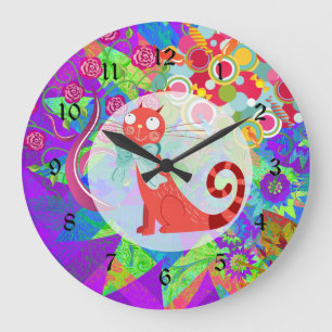 Pretty Kitty Crazy Cat Lady Gifts Vibrant Colorful Große Wanduhr