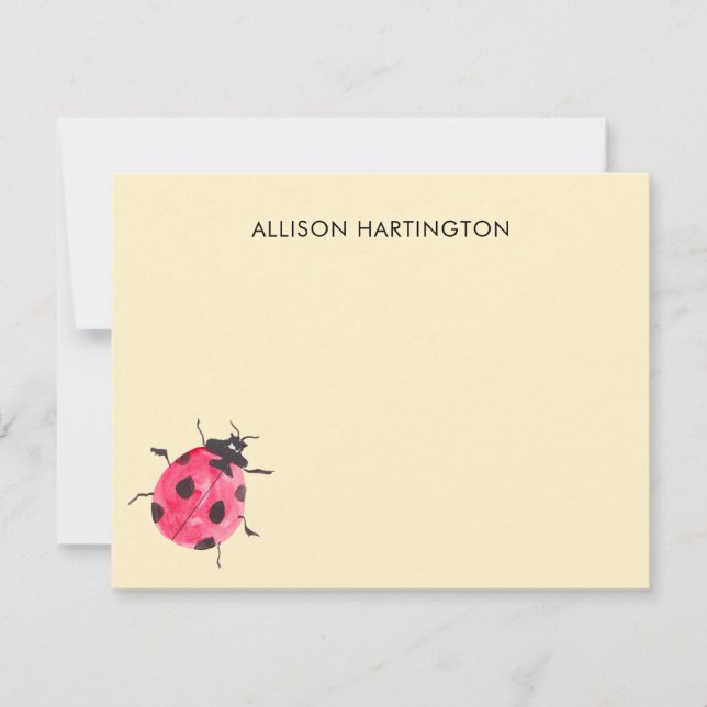 Pretty Ladybug Garden Buttercream Thank You Card Mitteilungskarte (Vorderseite)