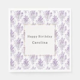 Pretty Lavender Flowers Birthday Serviette