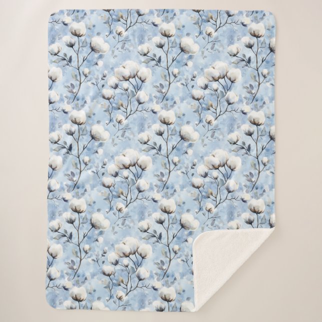 Pretty Light Blue White Floral Bridal Shower Sherpadecke (Vorderseite)