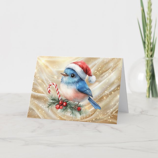 Pretty Little Bluebird Christmas Feiertagskarte (Vorderseite)
