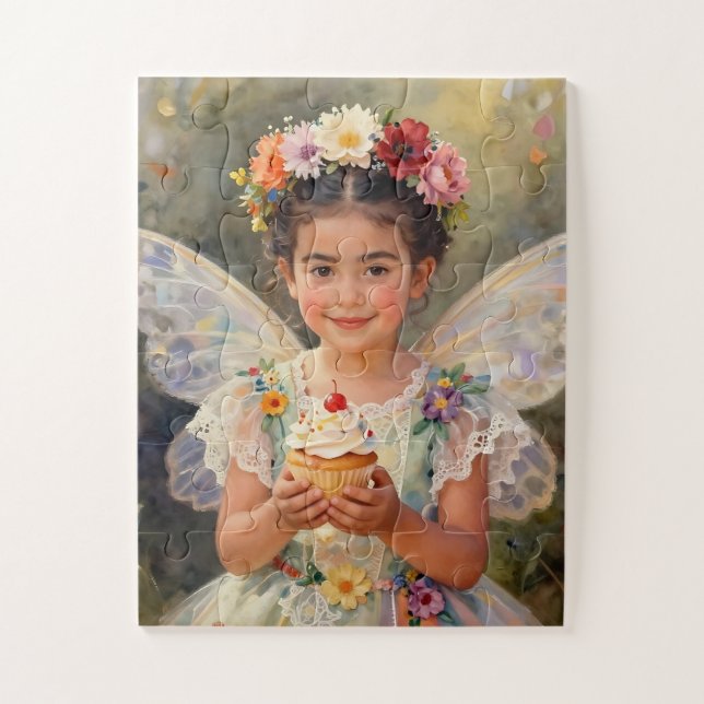 Pretty Little Fairy Girl holding a Cupcake Puzzle (Vertikal)