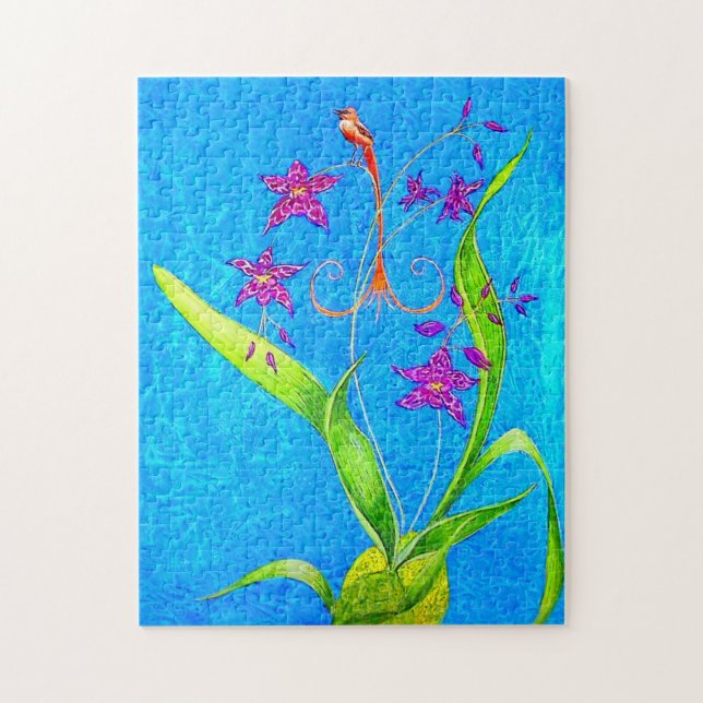 Pretty Little Orchid Bird  Puzzle (Vertikal)