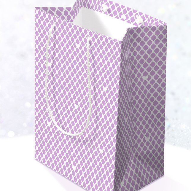 Pretty Love Heart Lattice Mesh Purple Birthday Mittlere Geschenktüte (Von Creator hochgeladen)