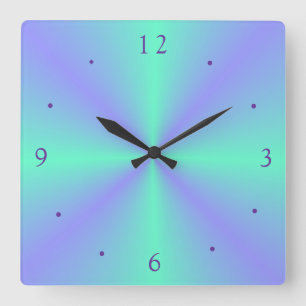Pretty Mauve/ Lime Green>Wall Clock Quadratische Wanduhr
