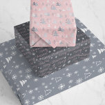 Pretty Minimal Christmas Holiday Pattern Geschenkpapier Set<br><div class="desc">An elegant modern minimal pink and grey Christmas tree patterned wrapping paper set for the holiday season.</div>
