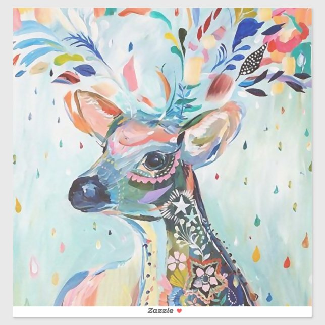 Pretty Modern Deer Art Flower Antlers Aufkleber (Blatt)