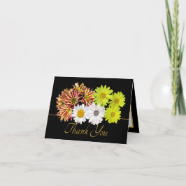 Pretty Multi-Color Daisy  Floral Bouquet Thank You Karte