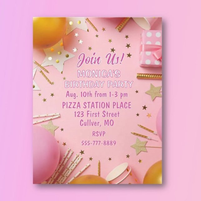 Pretty n Pink! Custom Birthday Party Invitation Einladung (Von Creator hochgeladen)