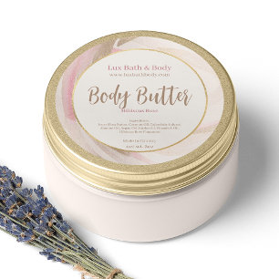 Pretty Neutral Pink Brushstroke Gold Product Label Runder Aufkleber