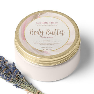 Pretty Neutral Pink Brushstroke Gold Product Label Runder Aufkleber