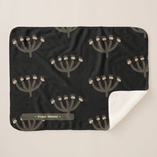 Pretty Night Mimosa Floral Customize  Sherpadecke (Vorderseite (Horizontal))