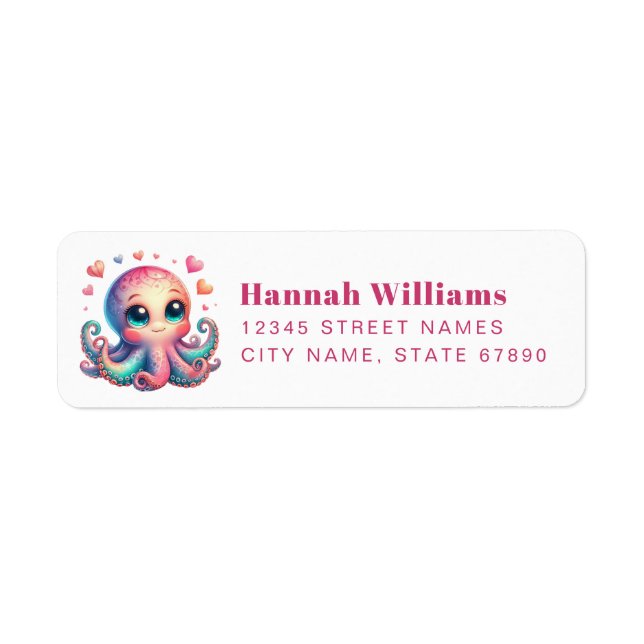 Pretty Octopus Return Address Labels (Vorne)