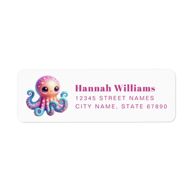 Pretty Octopus Return Address Labels (Vorne)