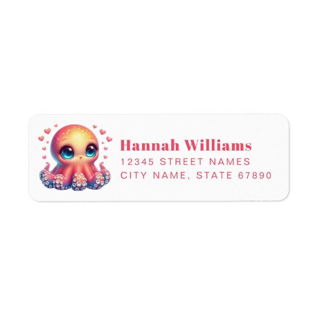 Pretty Octopus Return Address Labels (Vorne)