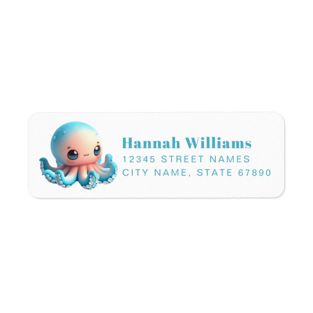 Pretty Octopus Return Address Labels (Vorne)