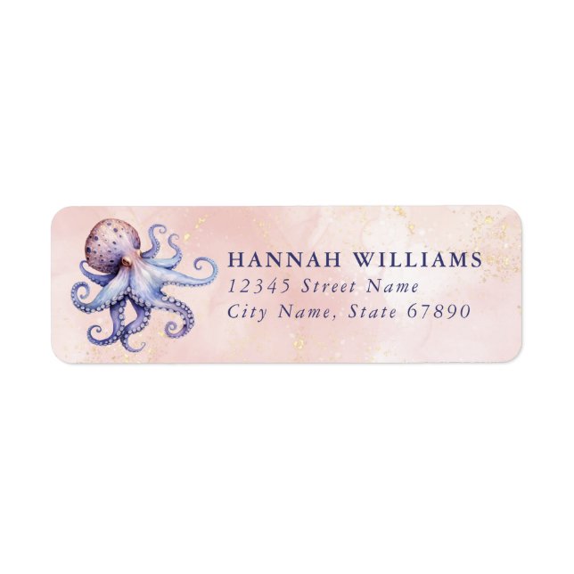 Pretty Octopus Return Address Labels (Vorne)