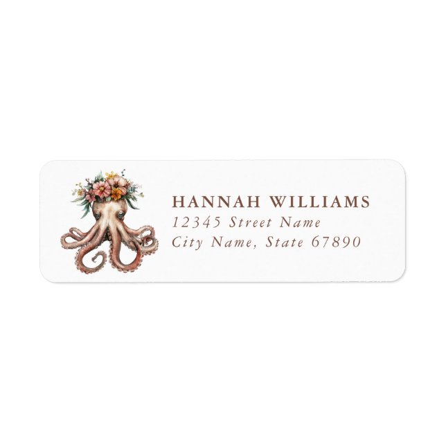 Pretty Octopus Return Address Labels (Vorne)