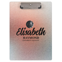 Pretty Orange Glitter Photo and Name  Klemmbrett