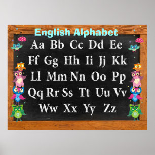 Pretty owls Alphabet Customizable Poster