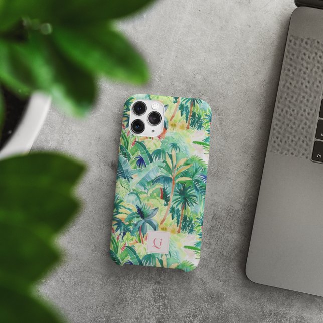Pretty Palms Greenery | Anfangsmonogramm  Case-Mate iPhone Hülle (Von Creator hochgeladen)
