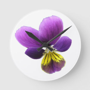 Pretty Pansy Wall Clock Runde Wanduhr