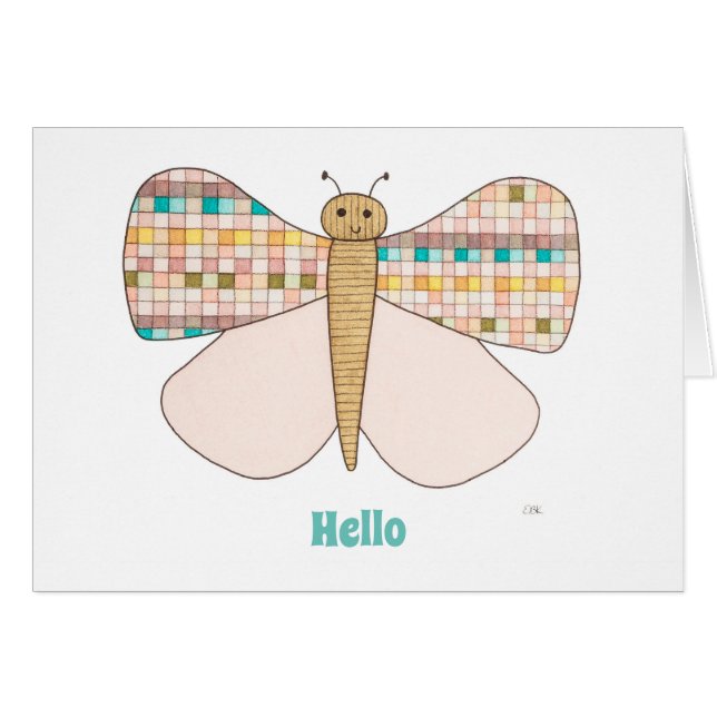 Pretty Pastel Butterfly Art Notecard-Erin Brie (Vorderseite (Horizontal))