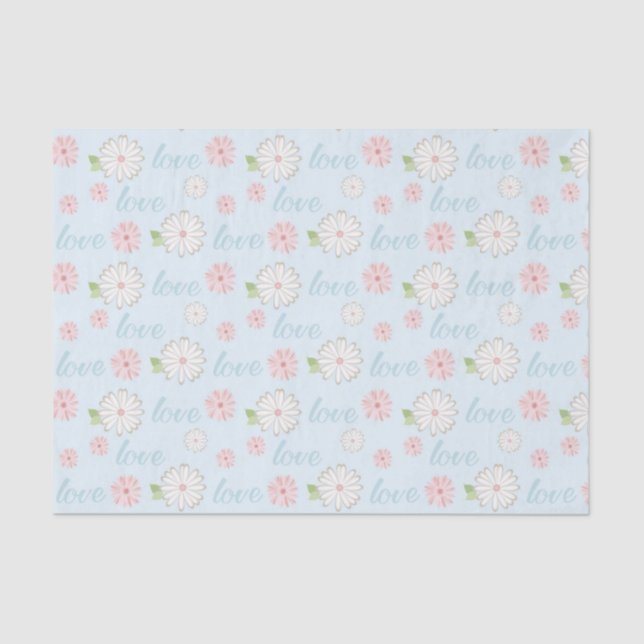 Pretty Pastel Love and Flowers Pattern Seidenpapier (Vorderseite)