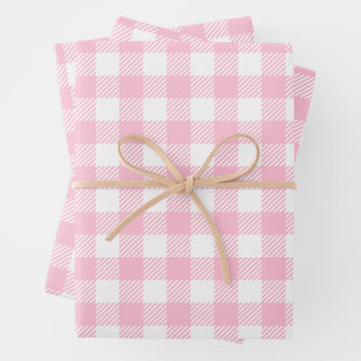 Pretty Pastel Pink And White Buffalo Plaid Geschenkpapier Set