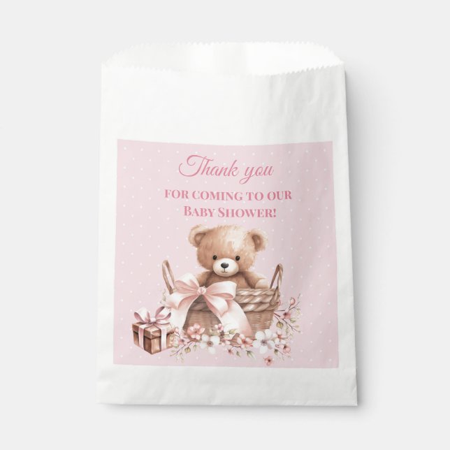 Pretty Pastel Pink Teddy Bear Baby Shower  Geschenktütchen (Vorderseite)