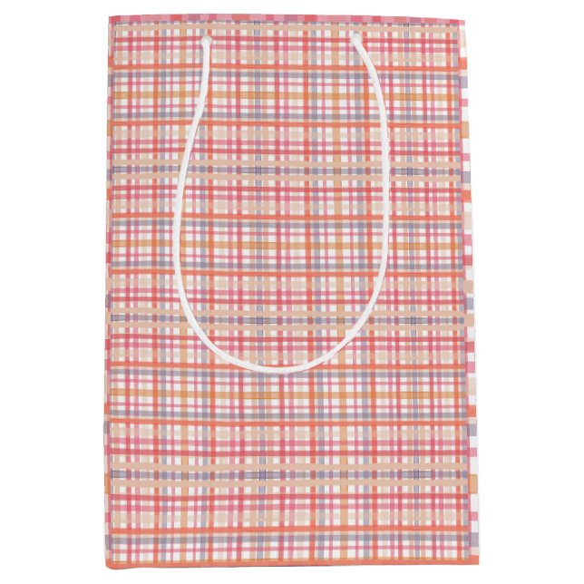 Pretty Pastel Plaid Mittlere Geschenktüte (Vorderseite)