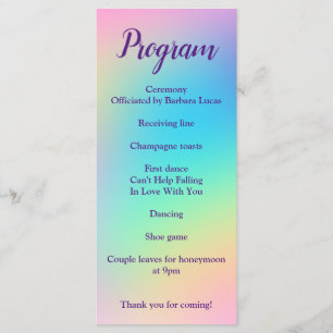 Pretty Pastel Rainbow Gradient Wedding Program Programm