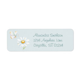 Pretty Pastel Watercolor Butterfly and Daisy