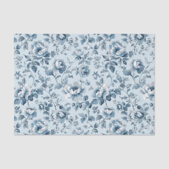 Pretty Pattern of Flowers in Shades of Blue Seidenpapier (Vorderseite)