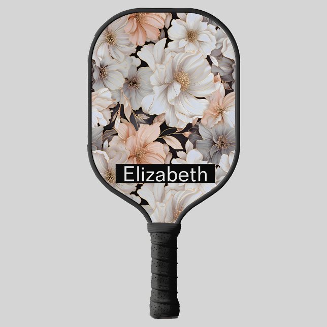 Pretty Peach and White Peony Personalized Pickleball Schläger (Von Creator hochgeladen)