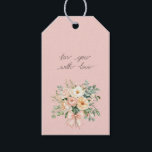 Pretty Peach Blush Pink Floral Bow Bridal Shower Geschenkanhänger<br><div class="desc">Pretty Peach Blush Pink Floral Bow Bridal Shower</div>