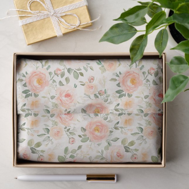 Pretty Peach Flowers Bridal Shower Seidenpapier (Geschenk)