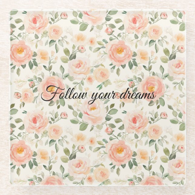 Pretty Peach Flowers   Glasuntersetzer (Vorderseite)