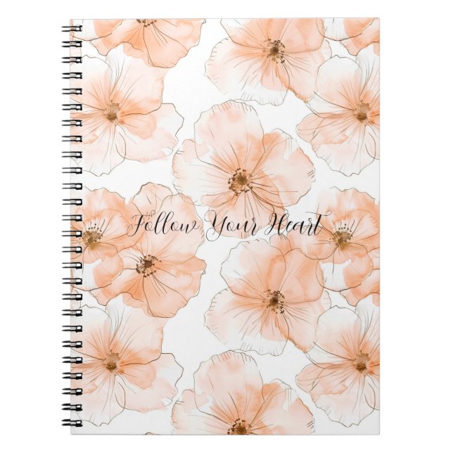 Pretty Peach Flowers Notizblock (Vorderseite)