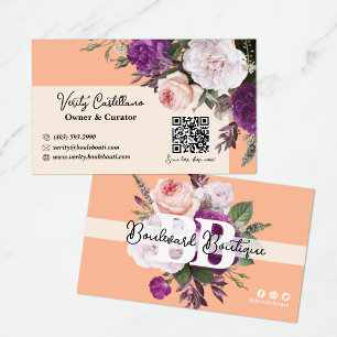 Pretty Peach Vintage Rosen Floristik Boutique QR C Visitenkarte